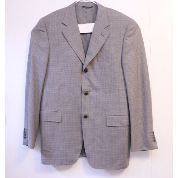 Canali Mens Sport Coat‎ Blazer Jacket 44L Gray Pure Wool 3 Button - Picture 1 of 12